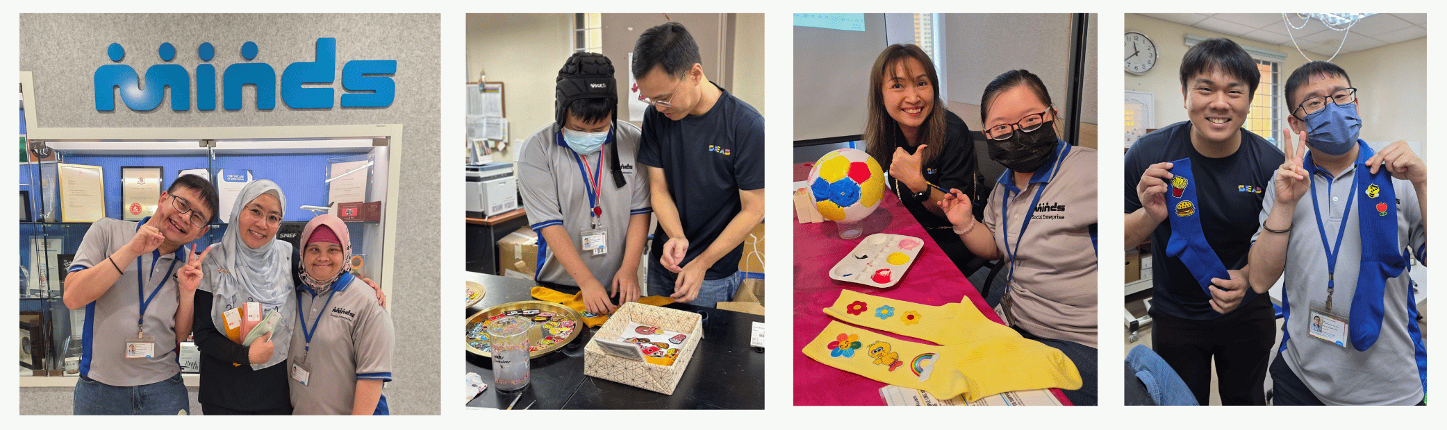 Photo collage of volunteers with MINDs clients